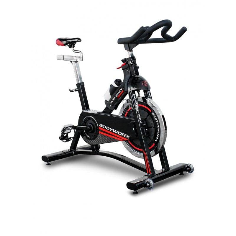 BodyworX Semi Commercial Spin Bike - Light Commercial Indoor Cycle - Black & Red