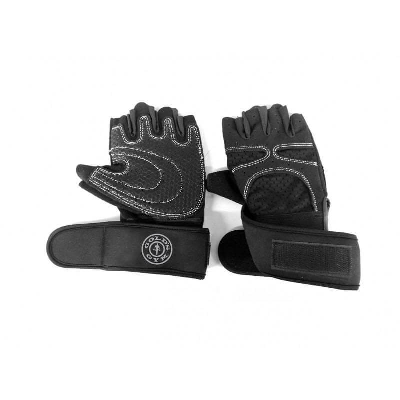 Gold's Gym Unisex Leather/Suede Training Gloves, Black