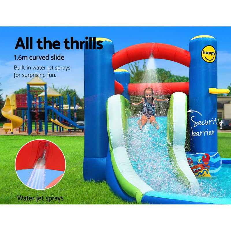 Happy Hop Inflatable Water Slide Jumping Trampoline Castle Bouncer Toy Splash - ONLINE ONLY