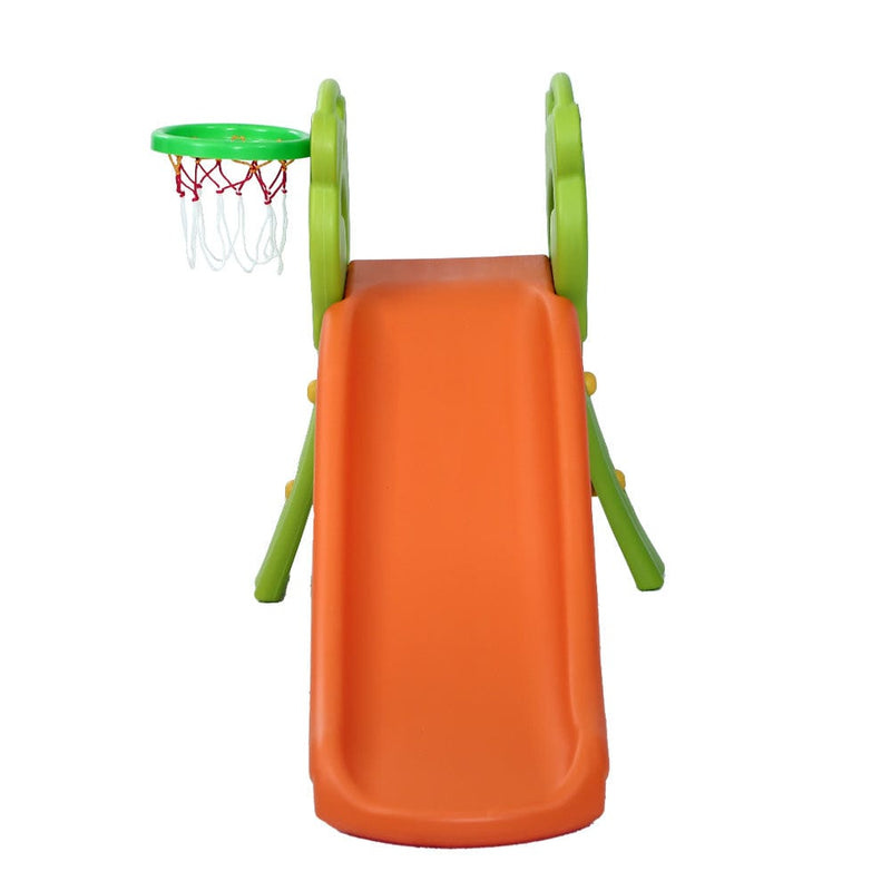 Keezi Kids Slide Set Basketball Hoop Indoor Outdoor Playground Toys 100cm Orange - ONLINE ONLY