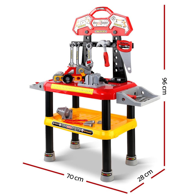 Keezi Kids Pretend Workbench DIY Tools 97 Piece Children Role Play Toys Red - ONLINE ONLY