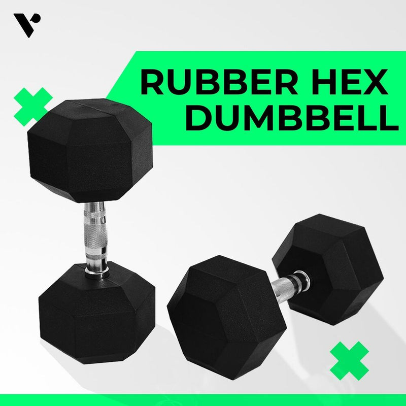 VP Rubber Hex Dumbbells 27.5kg - VP-DB-111 (ONLINE ONLY)