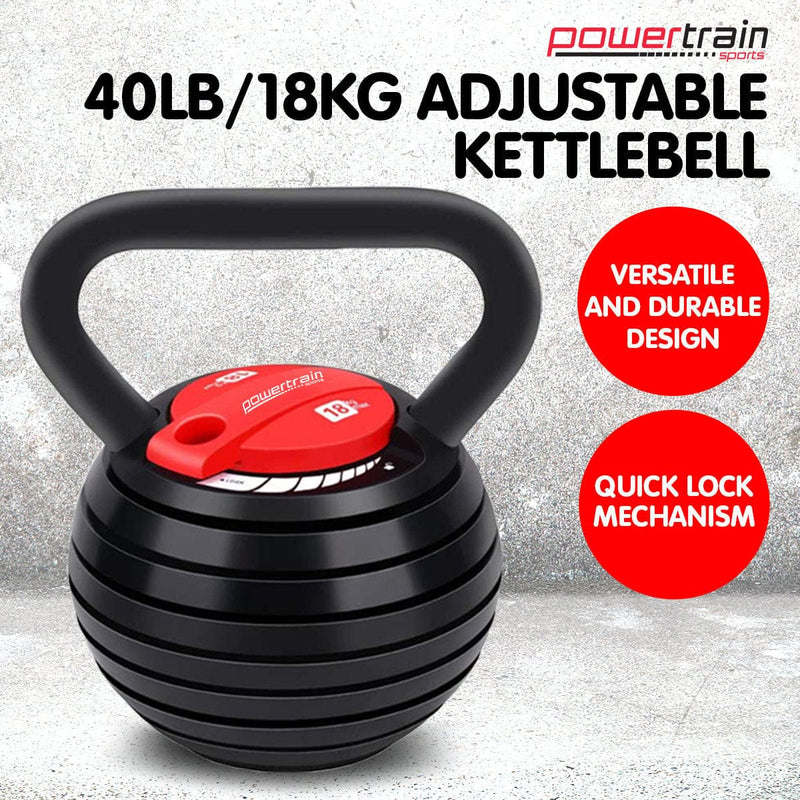 PTS Adjustable Kettle Bell Weights Dumbbell 18kg - ONLINE ONLY - Free Shipping!