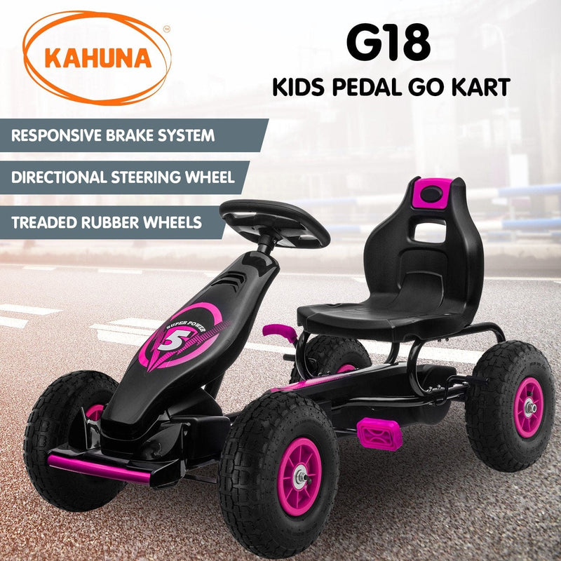 Kahuna G18 Kids Ride On Pedal Go Kart - Rose Pink - Online Only - Free Shipping!