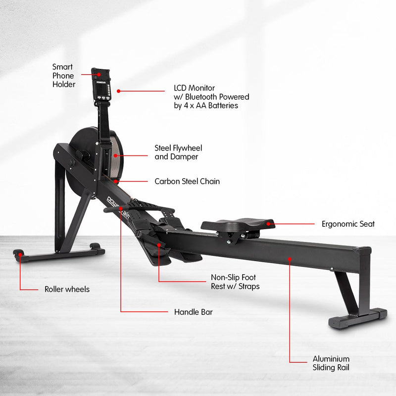 PTS Air Rowing Machine Resistance Rower for Home Gym Cardio - ONLINE ONLY - Free Shipping!