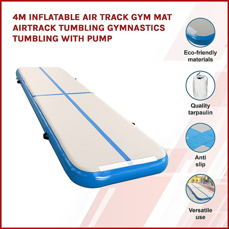 4m Inflatable Air Track Gym Mat Airtrack Tumbling Gymnastics Tumbling with Pump [ONLINE ONLY]