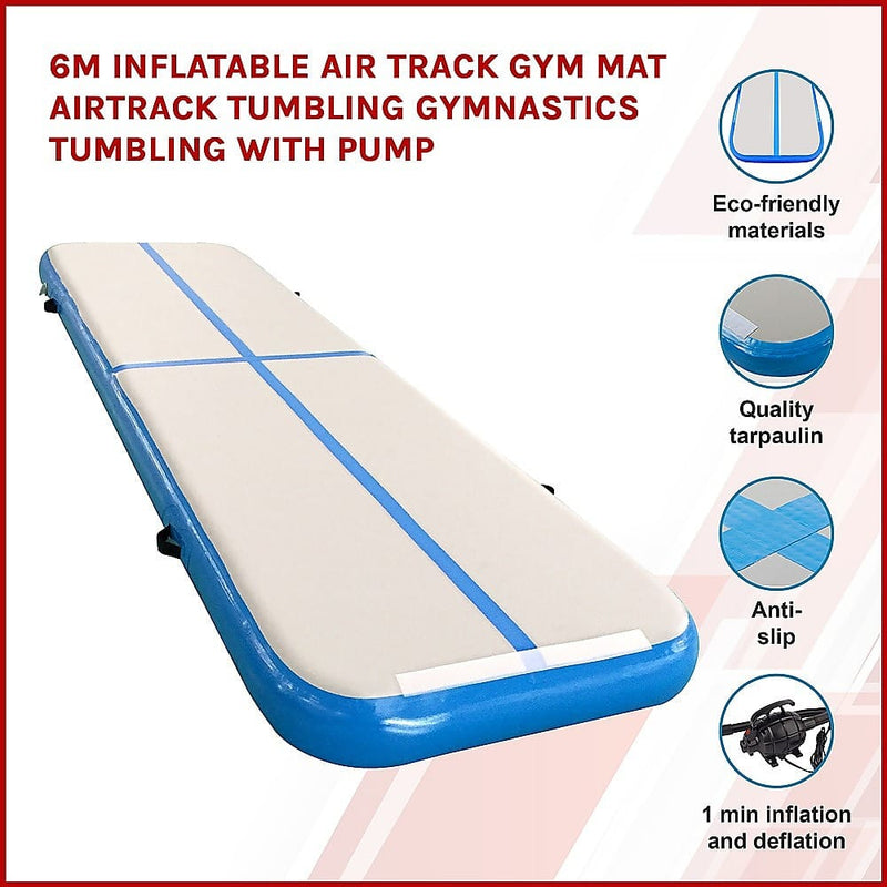 6m Inflatable Air Track Gym Mat Airtrack Tumbling Gymnastics Tumbling with Pump [ONLINE ONLY]