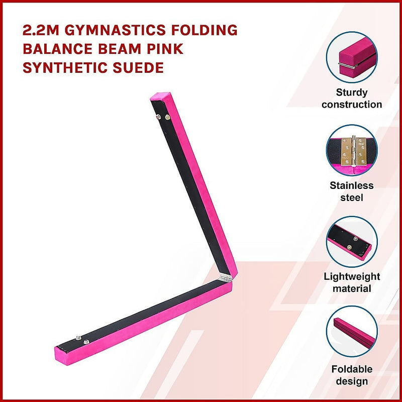 2.2m Gymnastics Folding Balance Beam Pink [ONLINE ONLY]