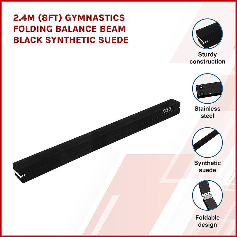 2.4m (8FT) Gymnastics Folding Balance Beam Black [ONLINE ONLY]