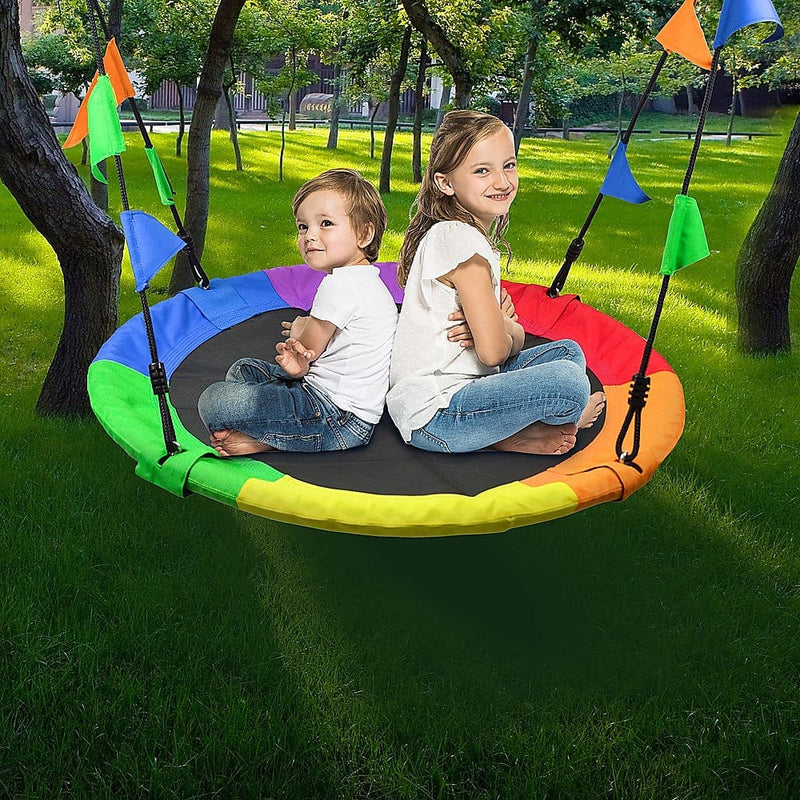 1m Tree Swing in Multi-Color Rainbow Kids Indoor/Outdoor Round Mat Saucer Swing  - ONLINE ONLY
