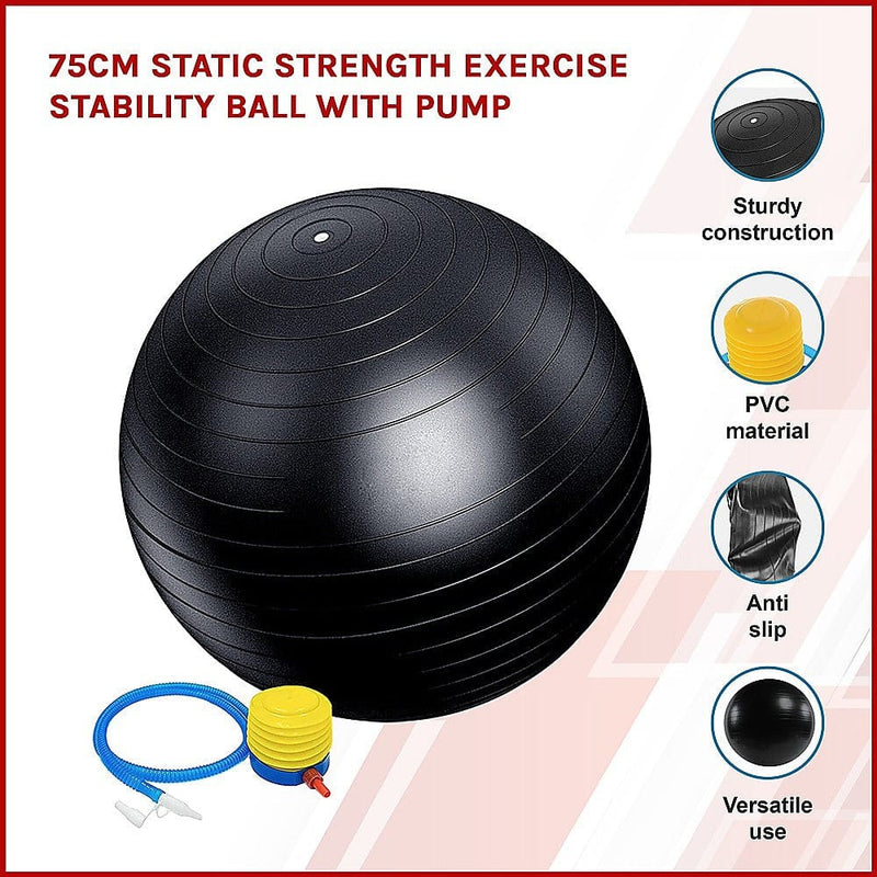 75cm Static Strength Exercise Stability Ball with Pump [ONLINE ONLY]