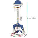 Keezi Kids Basketball Hoop Stand Adjustable 6-in-1 Sports Center Toys Set Blue - ONLINE ONLY