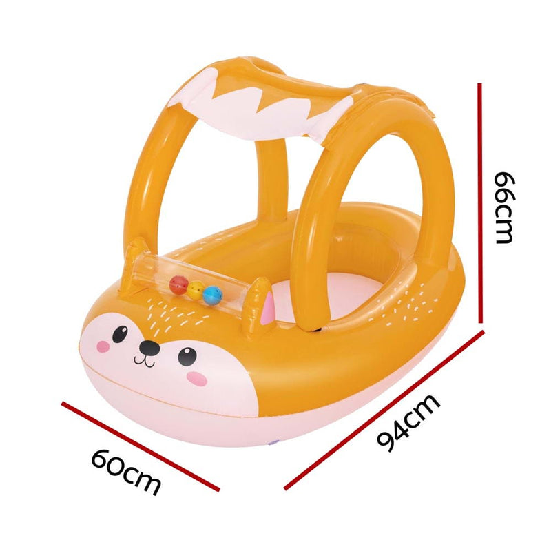 BW Kids Inflatable Fox Swim Float Floating Seat Canopy Pool Toys 94x66CM - ONLINE ONLY