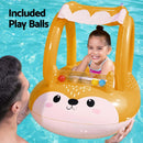 BW Kids Inflatable Fox Swim Float Floating Seat Canopy Pool Toys 94x66CM - ONLINE ONLY