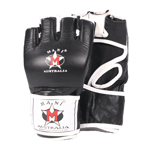 Black MMA Leather Grappling Gloves