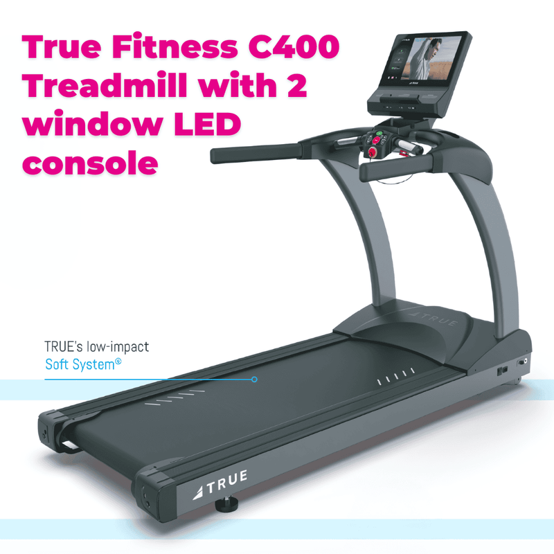 True Fitness C400 Treadmill with 2 Window LED Console