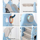 Keezi Kids Slide Swing Set Basketball Hoop Rings Outdoor Playground 170cm Blue - ONLINE ONLY