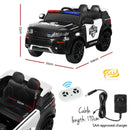 Electric Ride On Car Rigo Kids Patrol Police Ride On Cars Horn Music Remote Black - ONLINE ONLY