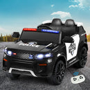 Electric Ride On Car Rigo Kids Patrol Police Ride On Cars Horn Music Remote Black - ONLINE ONLY
