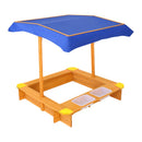 Keezi Kids Sandpit Wooden Sandbox Sand Pit with Canopy Water Basin Toys 103cm - ONLINE ONLY