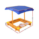 Keezi Kids Sandpit Wooden Sandbox Sand Pit with Canopy Water Basin Toys 103cm - ONLINE ONLY