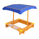 Keezi Kids Sandpit Wooden Sandbox Sand Pit with Canopy Water Basin Toys 103cm - ONLINE ONLY