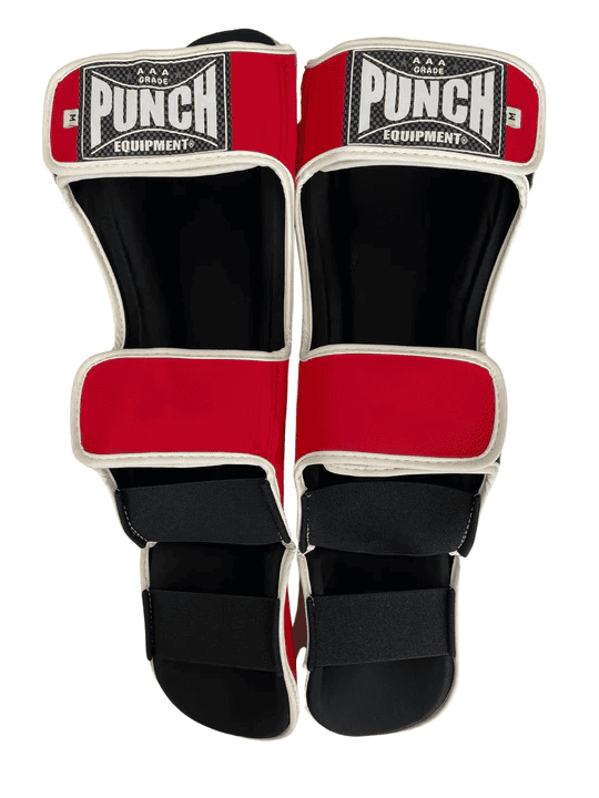 PUNCH Siam Shin Pads - Leather - Red, Large