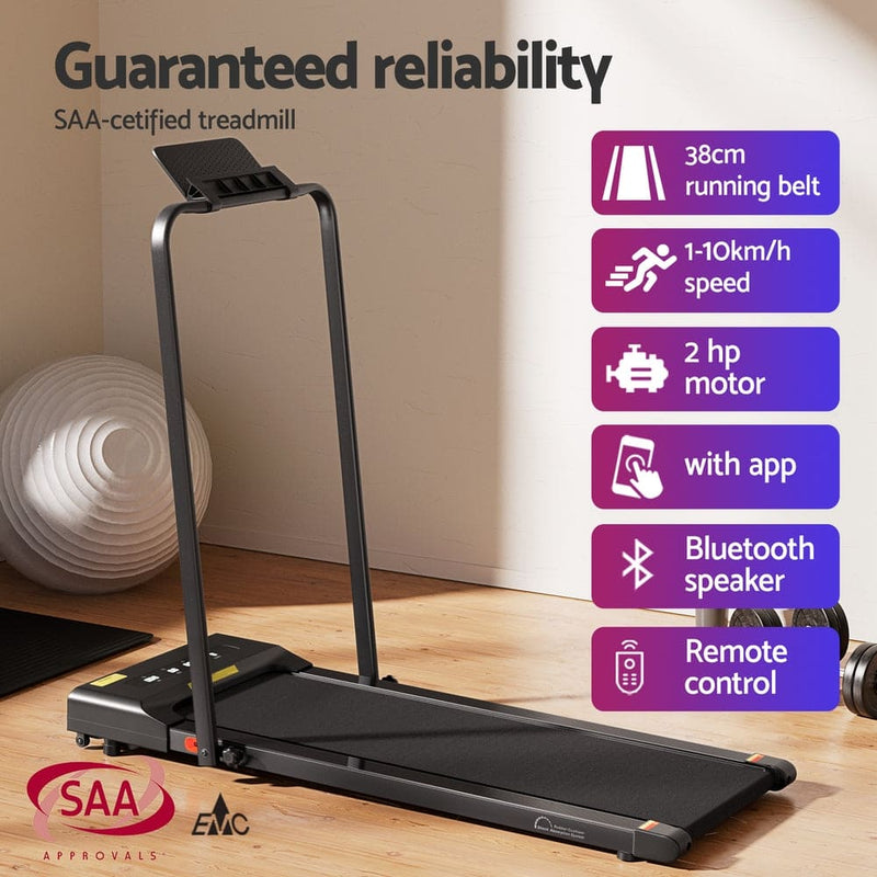 SUPER SALE!!! EFit Treadmill Electric Walking Pad Under Desk Home Gym Fitness 380mm Black - ONLINE ONLY