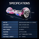 BULLET Electric Hoverboard Scooter 6.5 Inch Wheels, Colour LED Lighting, Carry Bag, Gen III Pink Cam  - ONLINE ONLY