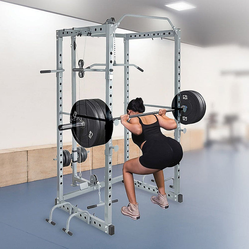 Power Rack Squat Cage Stands w Lat Pulldown Home Gym - ONLINE ONLY