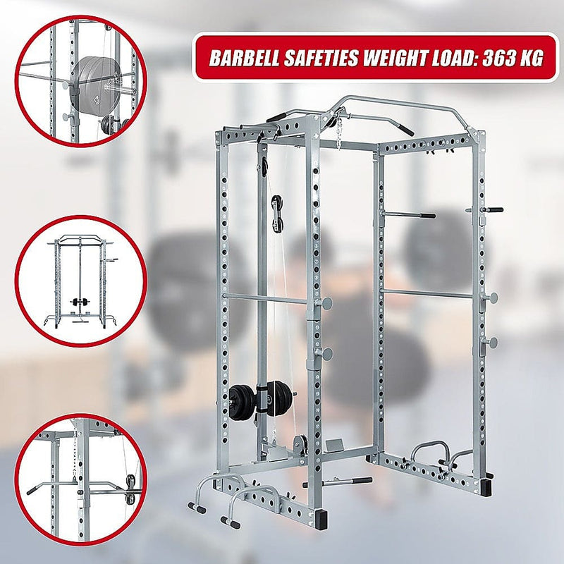 Power Rack Squat Cage Stands w Lat Pulldown Home Gym - ONLINE ONLY