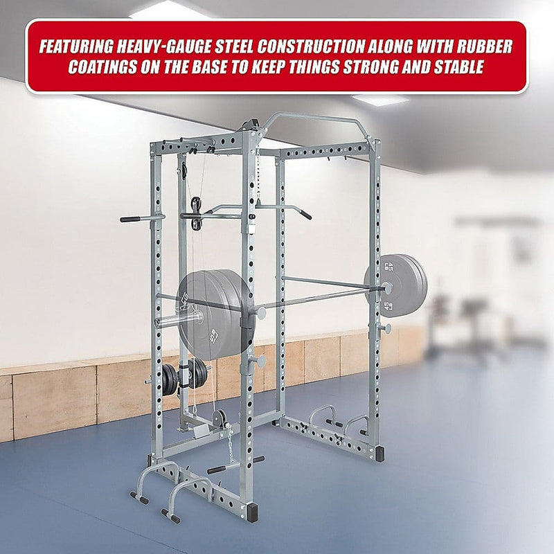 Power Rack Squat Cage Stands w Lat Pulldown Home Gym - ONLINE ONLY