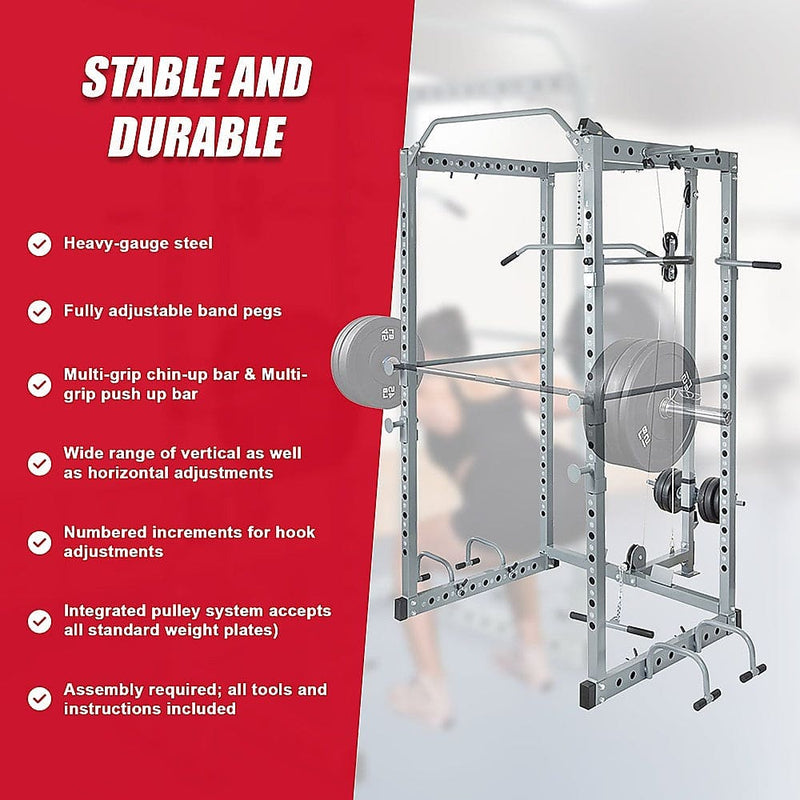 Power Rack Squat Cage Stands w Lat Pulldown Home Gym - ONLINE ONLY