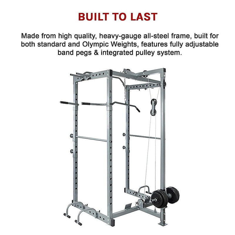 Power Rack Squat Cage Stands w Lat Pulldown Home Gym - ONLINE ONLY