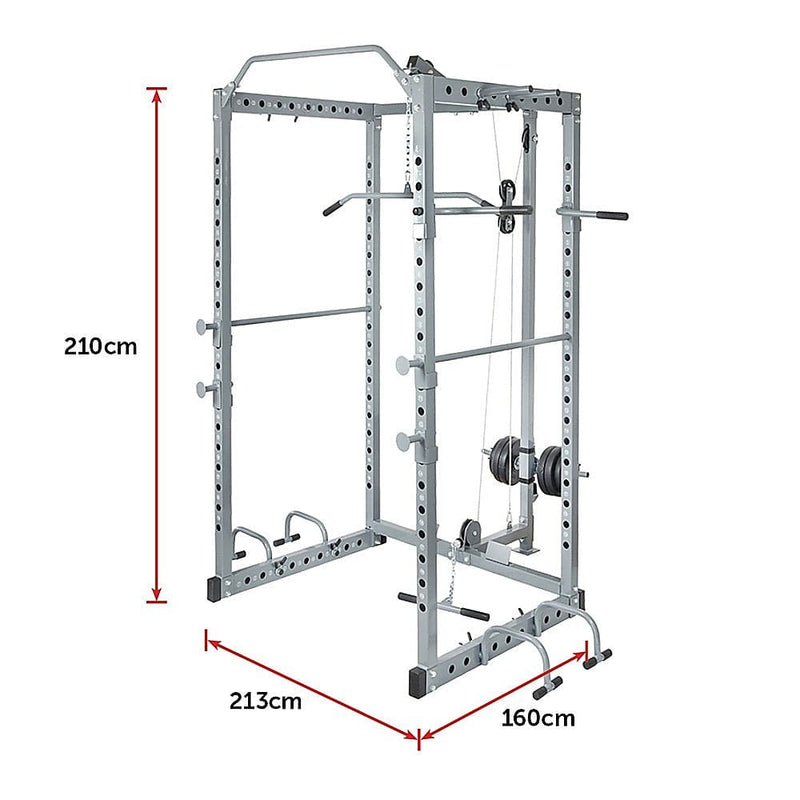 Power Rack Squat Cage Stands w Lat Pulldown Home Gym - ONLINE ONLY