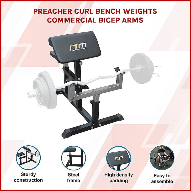 Preacher Curl Bench Weights Commercial Bicep Arms - ONLINE ONLY