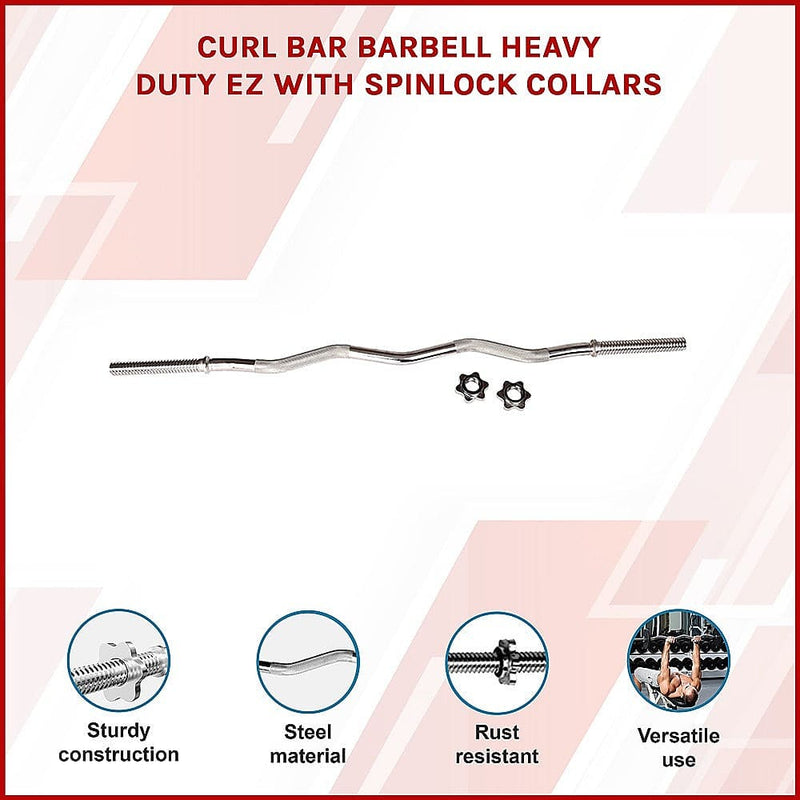 Curl Bar Barbell Heavy Duty EZ with Spinlock Collars [ONLINE ONLY]