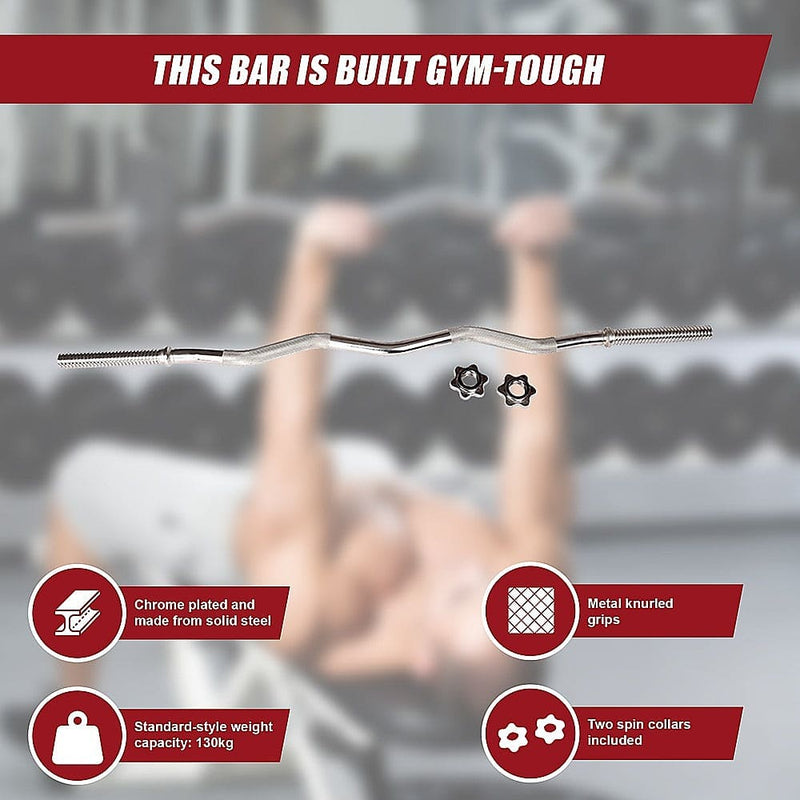 Curl Bar Barbell Heavy Duty EZ with Spinlock Collars [ONLINE ONLY]