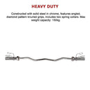 Chrome Olympic Curl Bar Barbell Heavy Duty EZ with Spring Collars [ONLINE ONLY]
