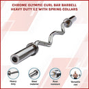 Chrome Olympic Curl Bar Barbell Heavy Duty EZ with Spring Collars [ONLINE ONLY]