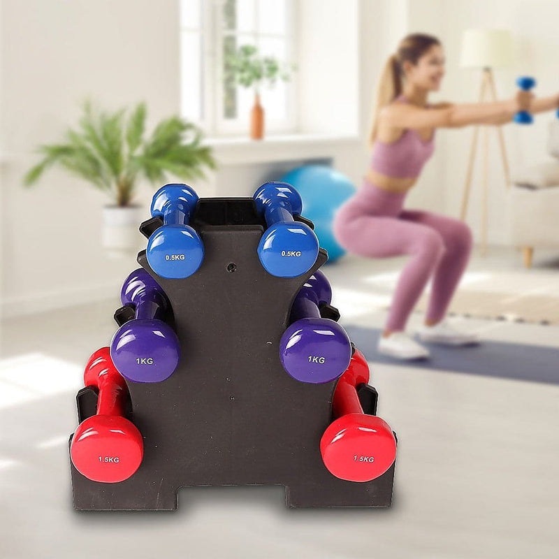 6-Piece Dumbbell Set with Rack [ONLINE ONLY]