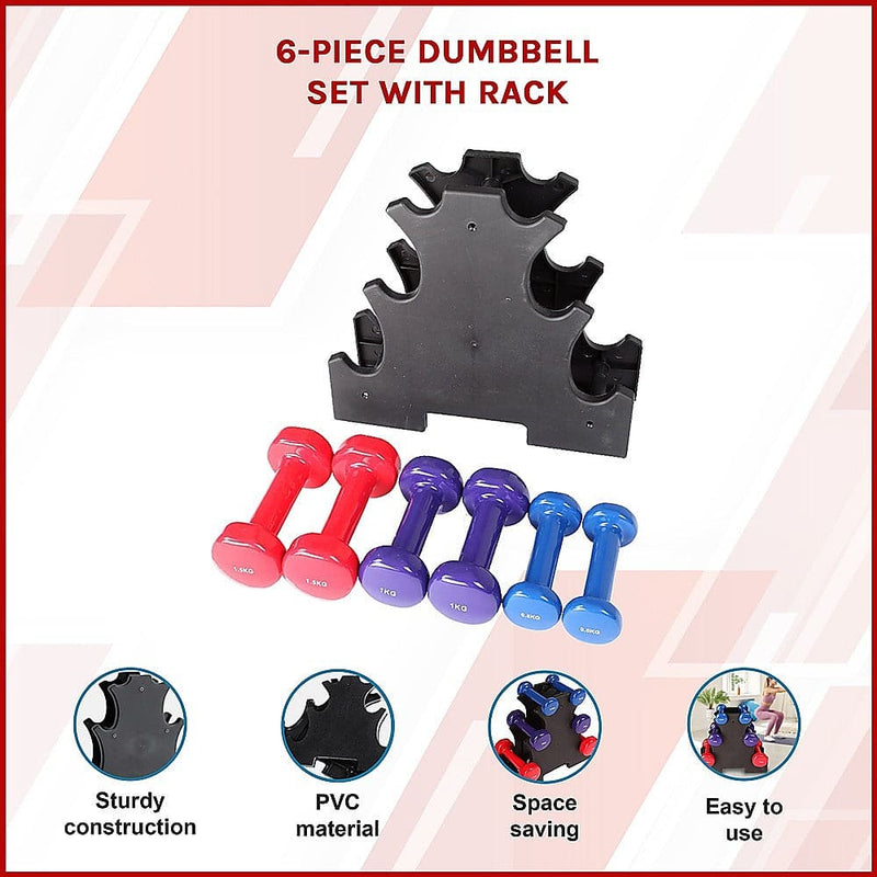 6-Piece Dumbbell Set with Rack [ONLINE ONLY]