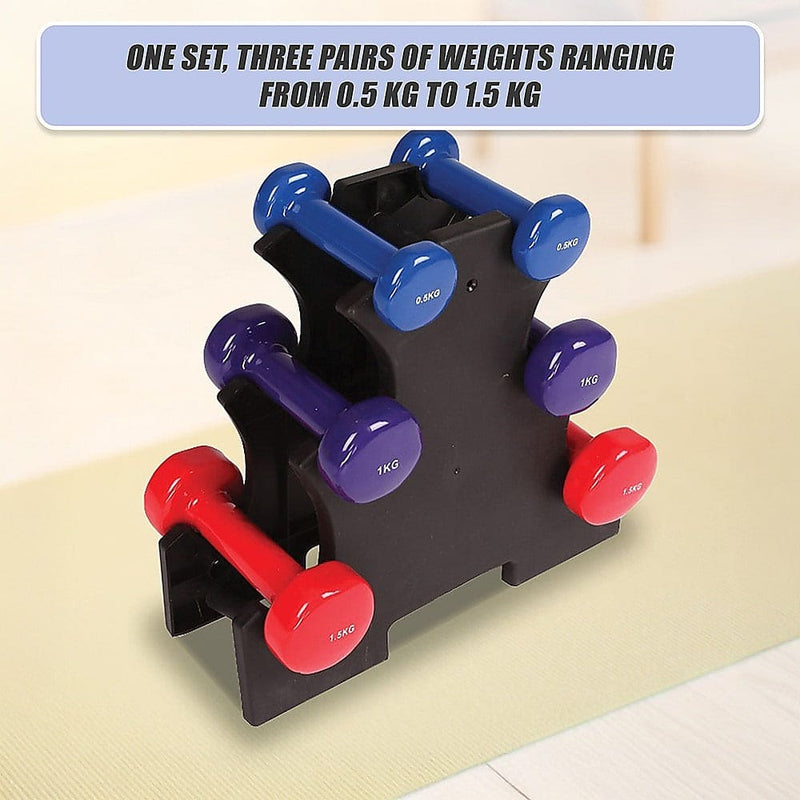 6-Piece Dumbbell Set with Rack [ONLINE ONLY]