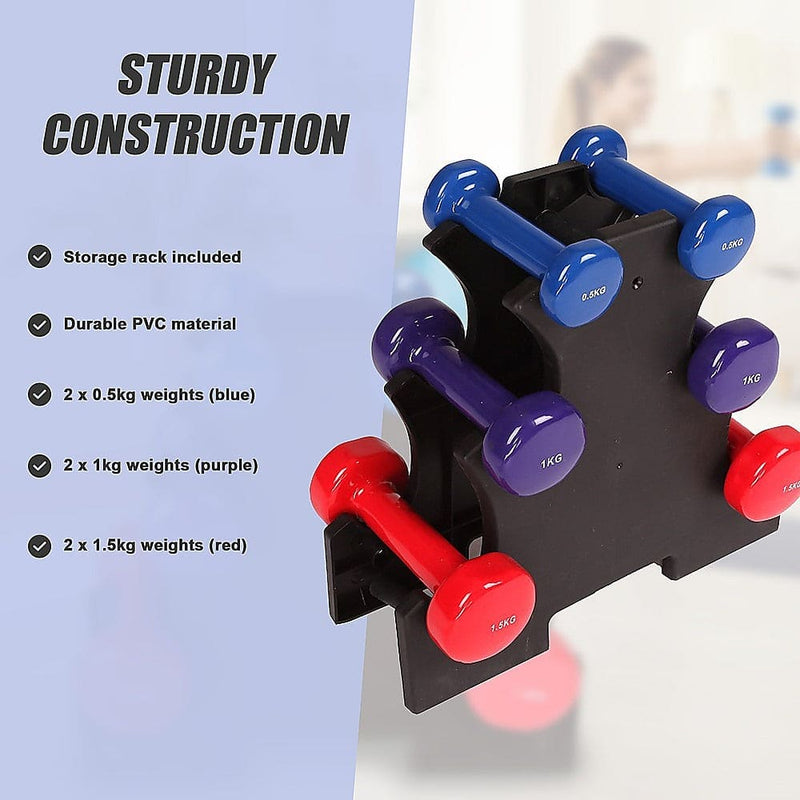 6-Piece Dumbbell Set with Rack [ONLINE ONLY]