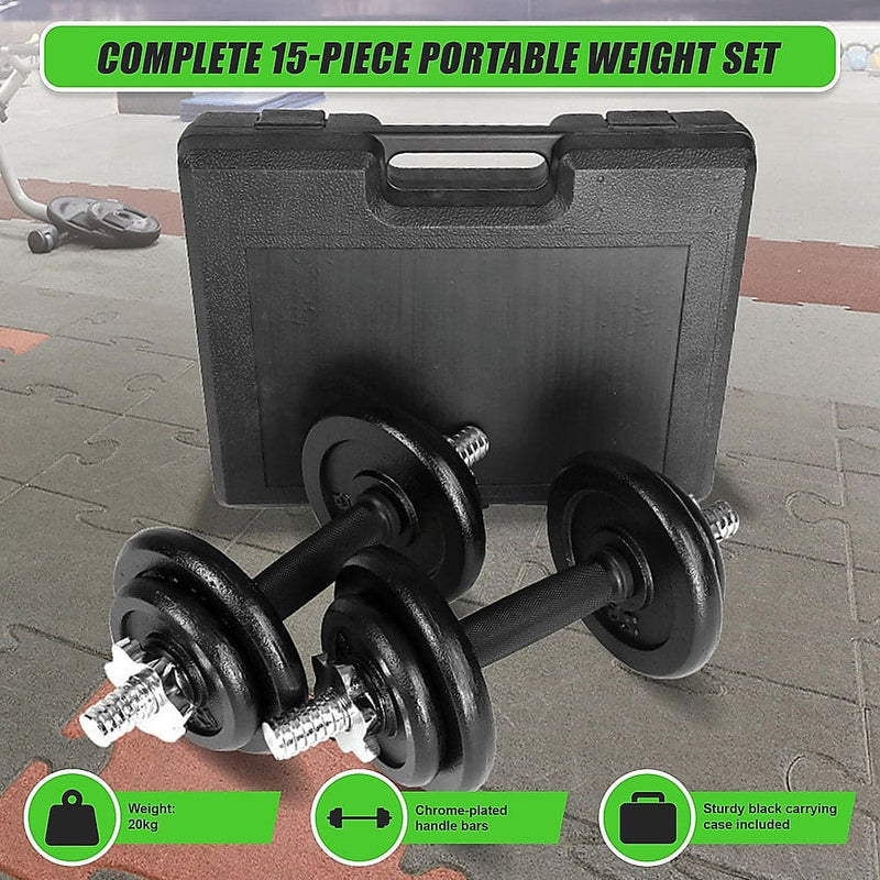 20kg Black Dumbbell Set with Carrying Case [ONLINE ONLY]