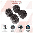 30KG Adjustable Dumbbell Set – Home Gym Weights for Strength & Fitness Training - ONLINE ONLY