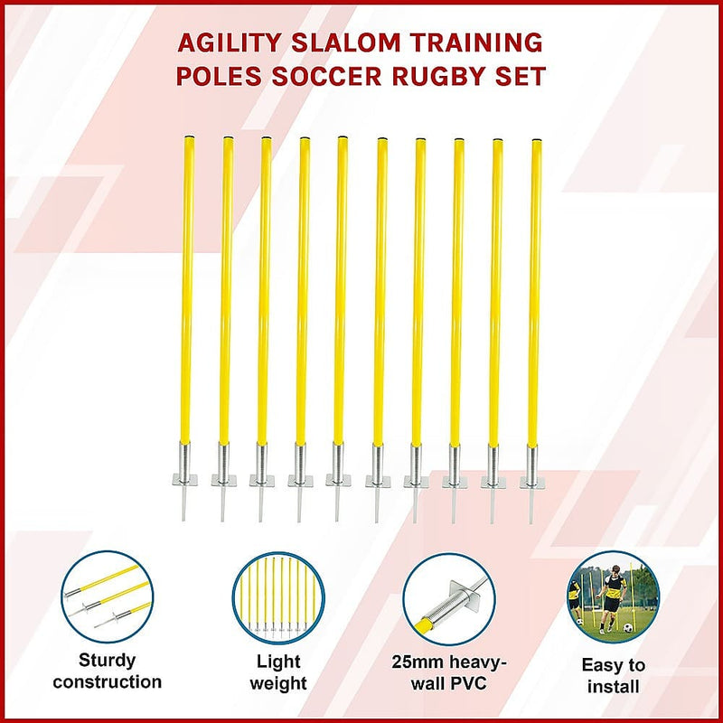 Agility Slalom Training Poles Soccer Rugby Set [ONLINE ONLY]