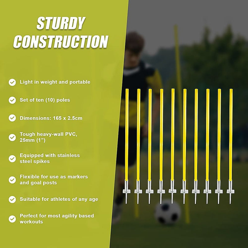 Agility Slalom Training Poles Soccer Rugby Set [ONLINE ONLY]