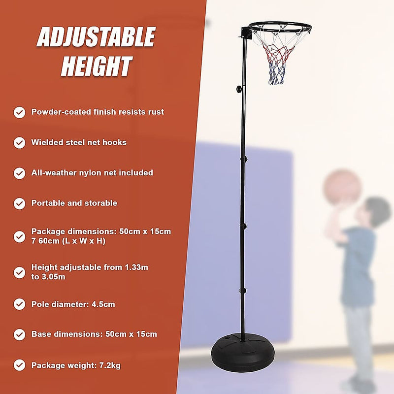 Netball Ring with Stand Portable Pole Height Adjustable - ONLINE ONLY