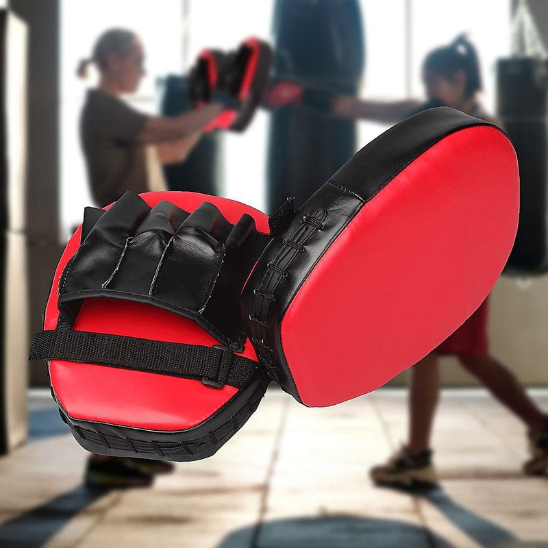 2 x Thai Boxing Punch Focus Gloves Kit Training Red & Black [ONLINE ONLY]